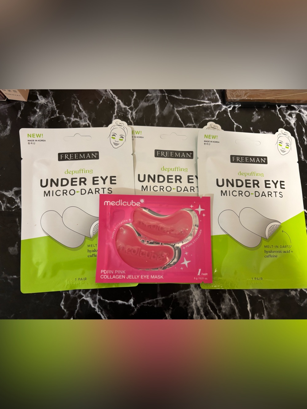 Under Eye Micro-Darts Depuffing Eye Patches & Medicube eye mask